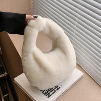 Image 1 of Deluxe Plush Handbag WHITE