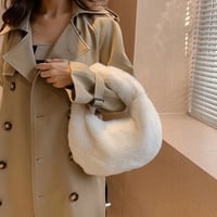 Image 2 of Deluxe Plush Handbag WHITE