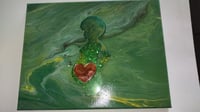 Image 1 of Green Pregnant Lady Fluid Art Painting 11x14