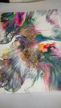 Image 4 of Green Pregnant Lady Fluid Art Painting 11x14