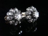 Image 1 of Victorian 18ct yellow gold old rose cut diamond cluster stud earrings