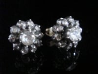 Image 2 of Victorian 18ct yellow gold old rose cut diamond cluster stud earrings