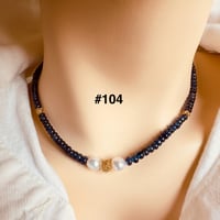 Image 1 of Blue Sapphire Necklace  gold filled closure and handmade beads #104