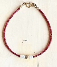 Image 1 of Ruby Bracelet  Fw rice pearls handmade center bead #201