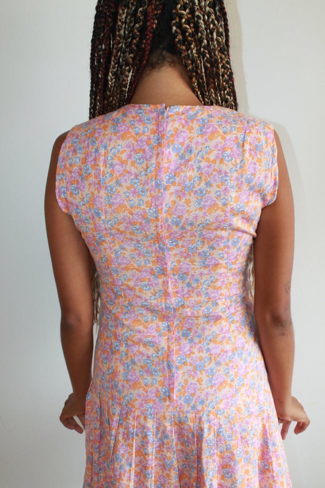 70's Floral Pleated Dress