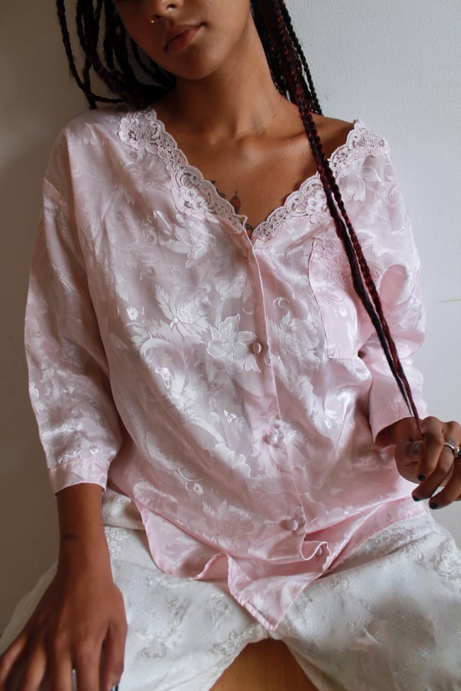 80's Satin Button Up