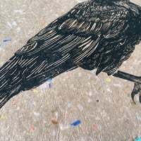 Image 7 of Raven Linocut on Handmade Paper