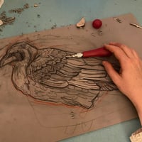 Image 8 of Raven Linocut on Handmade Paper