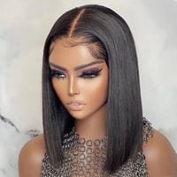 Virgin Hair Straight Short Bob Wig 4x4 Transparent Lace Closure Wig