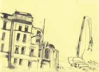 The Old Victoria Being Demolished - Charcoal on Paper 