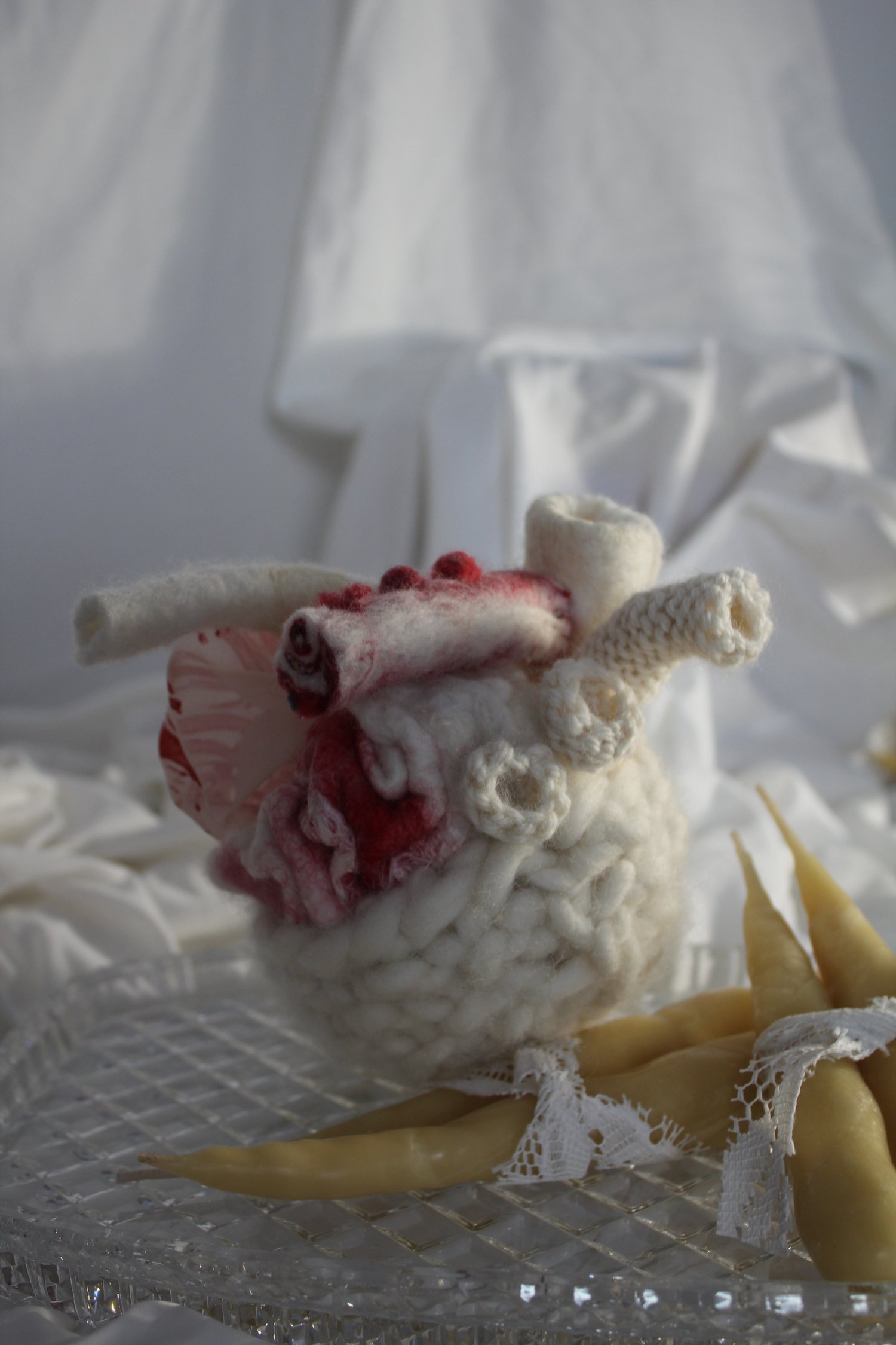 Image of 'the fragile heart' mini soft sculpture
