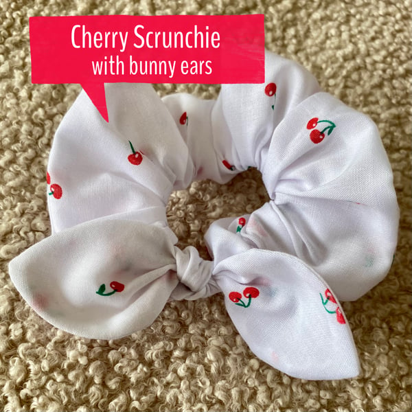 Image of Cherry Scrunchie with bunny ears