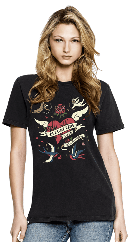 Bella 24 Adult Love Tattoo T Shirt Black Belladrum Festival