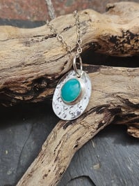 Image 2 of Sterling Silver & Peruvian Amazonite Gemstone Necklace 