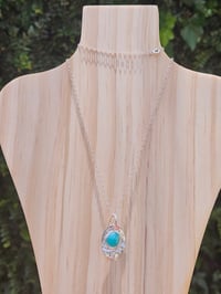 Image 1 of Sterling Silver & Peruvian Amazonite Gemstone Necklace 