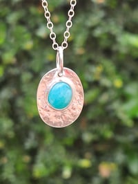Image 3 of Sterling Silver & Peruvian Amazonite Gemstone Necklace 