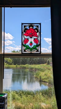 Image 2 of Art Nouveau Poppy Panel - Red