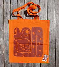 Image 1 of Grumpy Frog Tote, orange & red