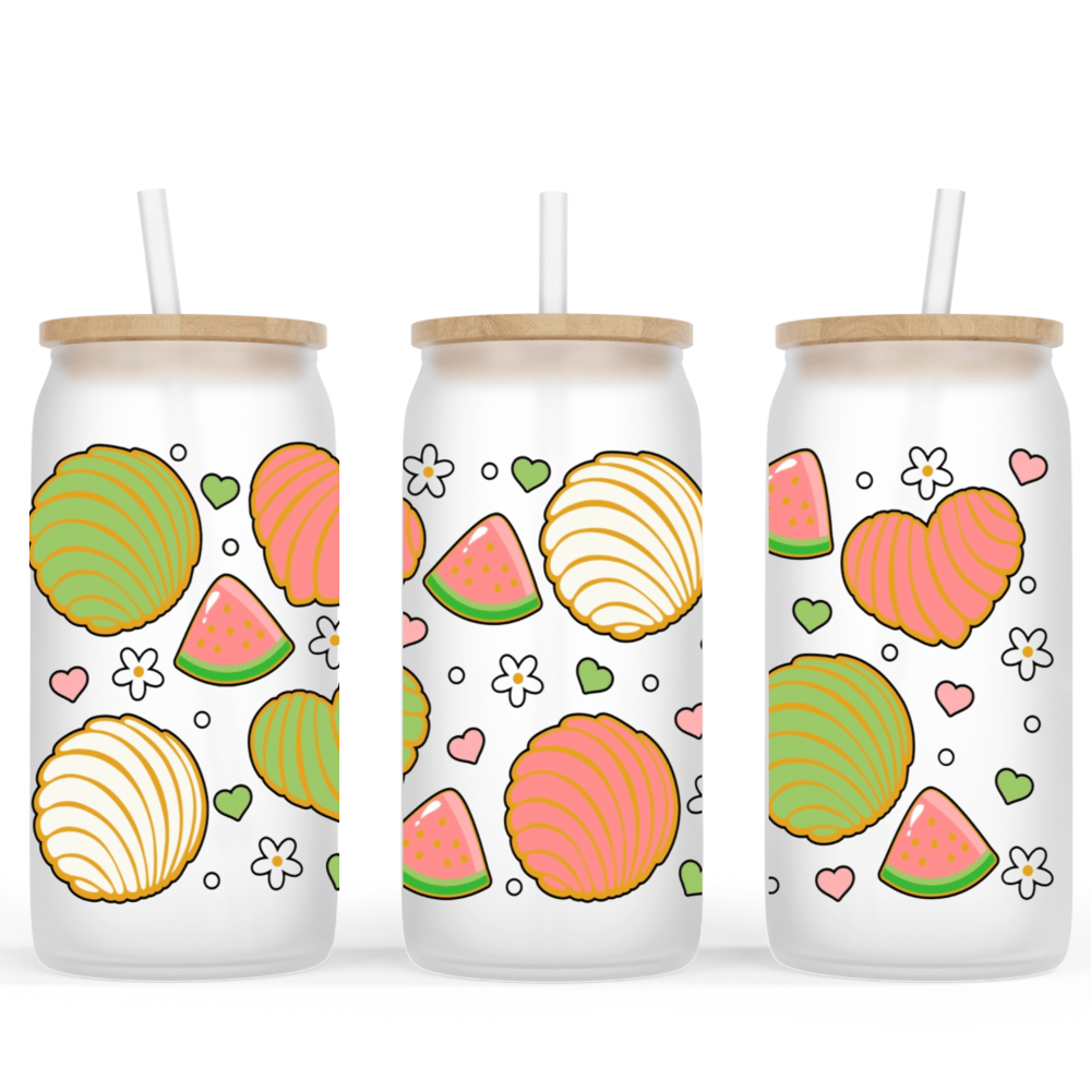 Image of Watermelon Concha 16oz Glass Cup🍉