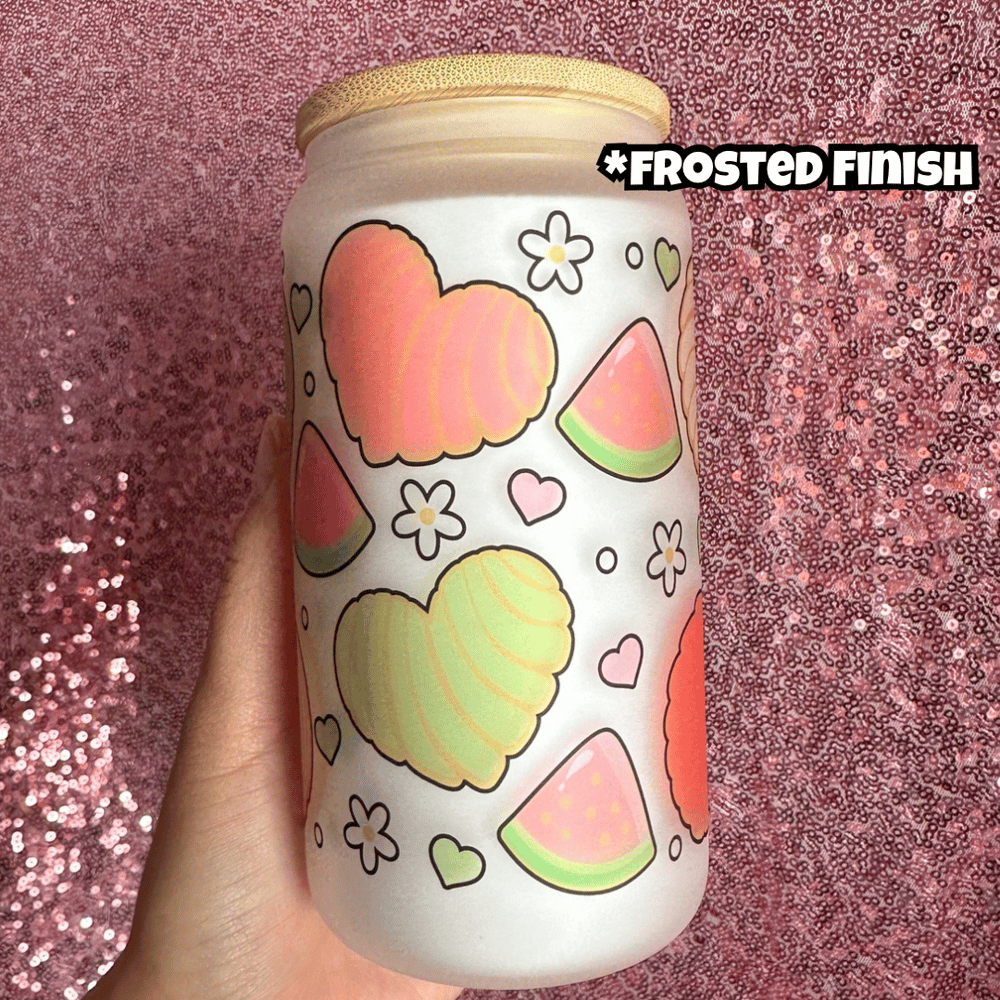 Image of Watermelon Concha 16oz Glass Cup🍉