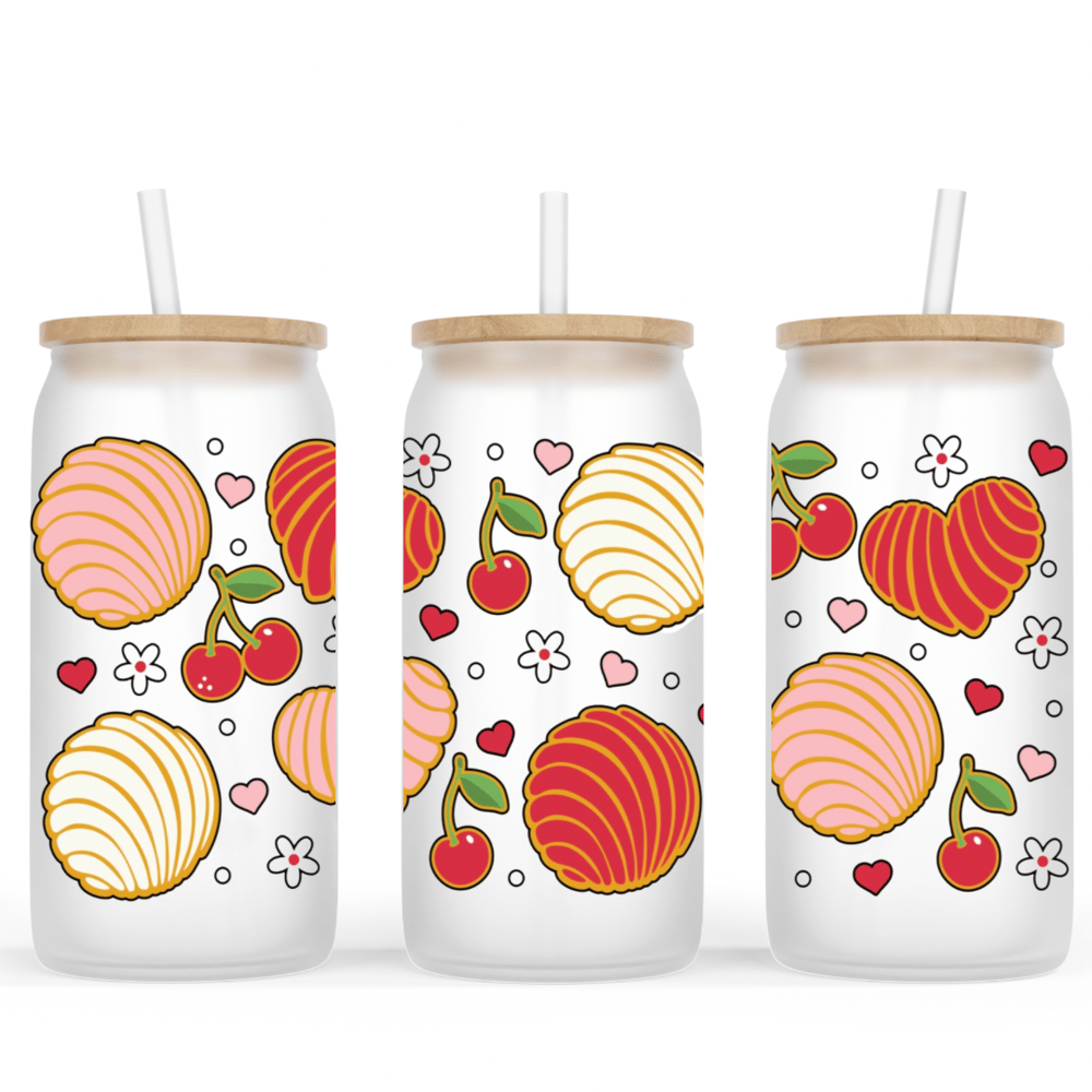 Image of Cherry Concha 16oz Glass Cup🍒