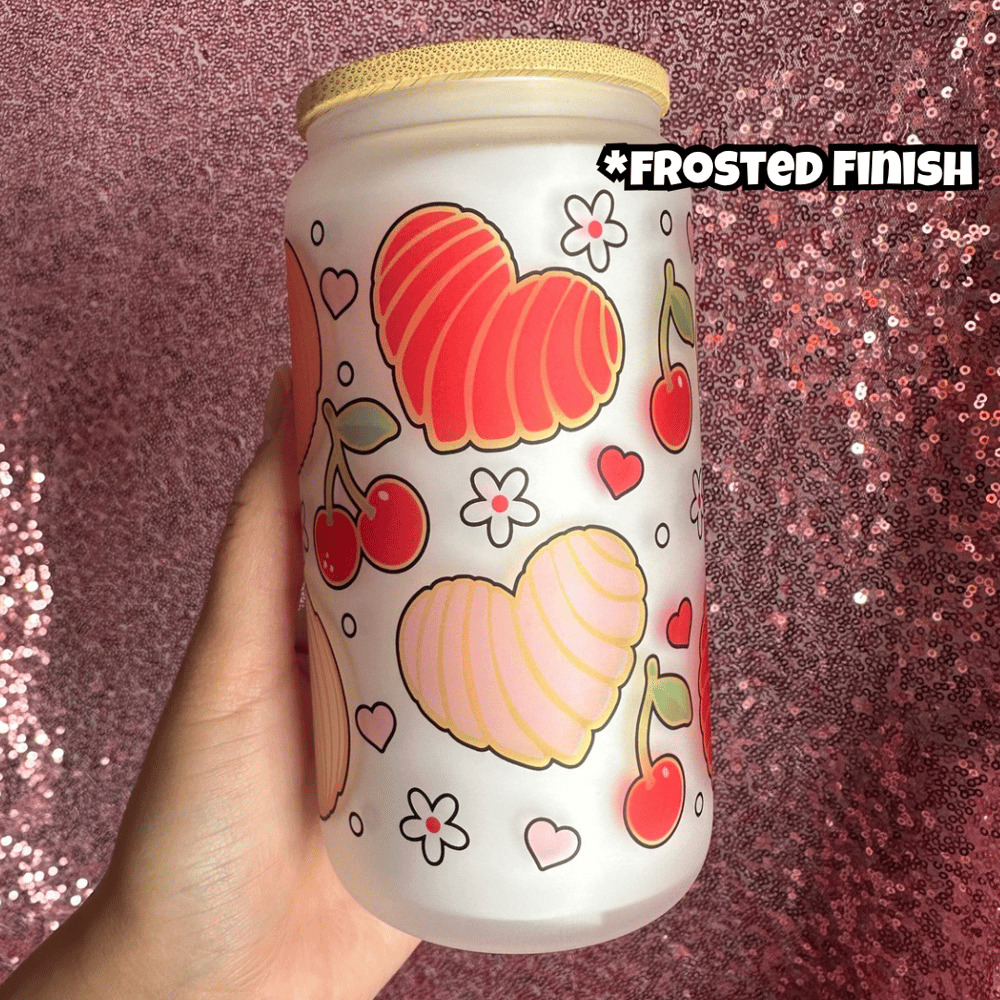 Image of Cherry Concha 16oz Glass Cup🍒