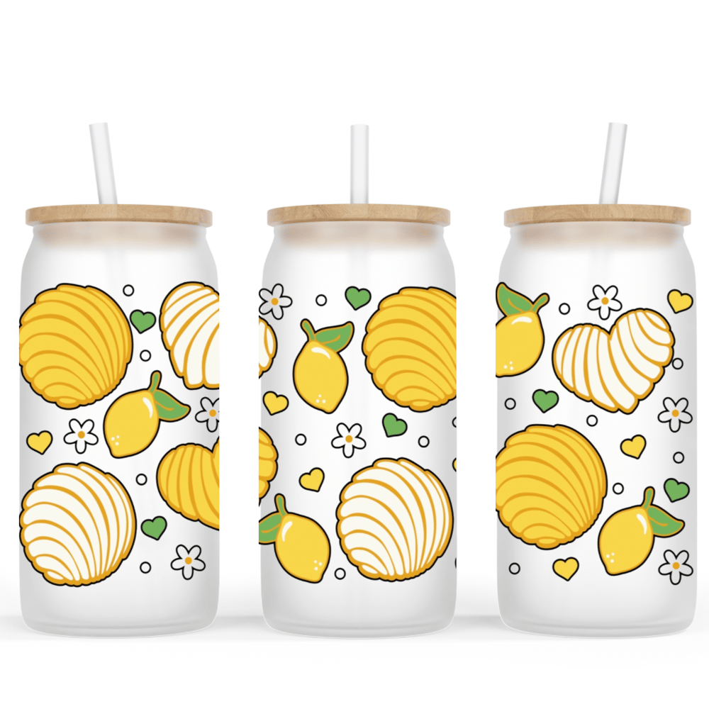 Image of Lemon Concha 16oz Glass Cup🍋