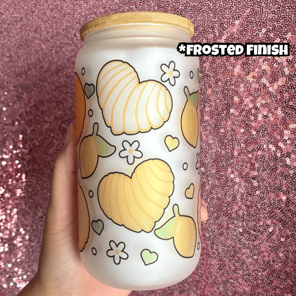 Image of Lemon Concha 16oz Glass Cup🍋