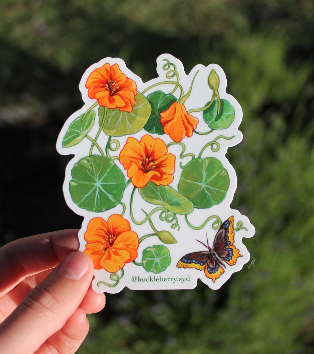 Image of Nasturtiums/ Mourning Cloak Sticker