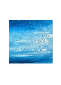Image 1 of “flight across the sea” oil on canvas 3 x 3 inches 