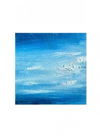 Image 1 of “flight across the sea” oil on canvas 3 x 3 inches