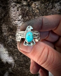 Image 5 of WL&A Old Style Ingot White Water Thunderbird Rings - Size 12