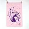 Snailien 11x17 Screen Print in Bubblegum