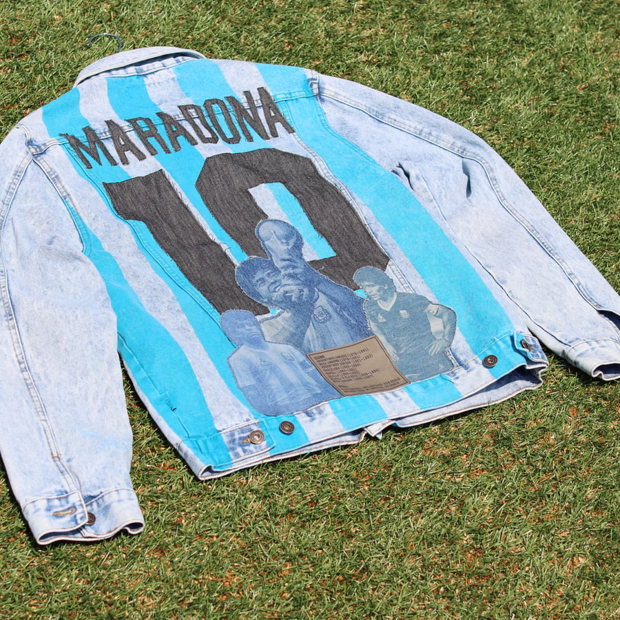 Image of Maradona Tribute Custom Denim Jacket