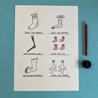 Image 1 of Types of Socks Ink Drawing