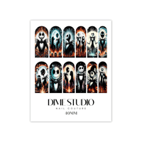 Image 2 of FLAMIN JACK & SALLY HALLOWEEN NAIL DECALS 