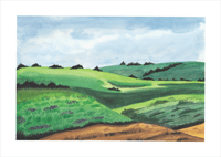 Rolling Hills Watercolor - Original Painting