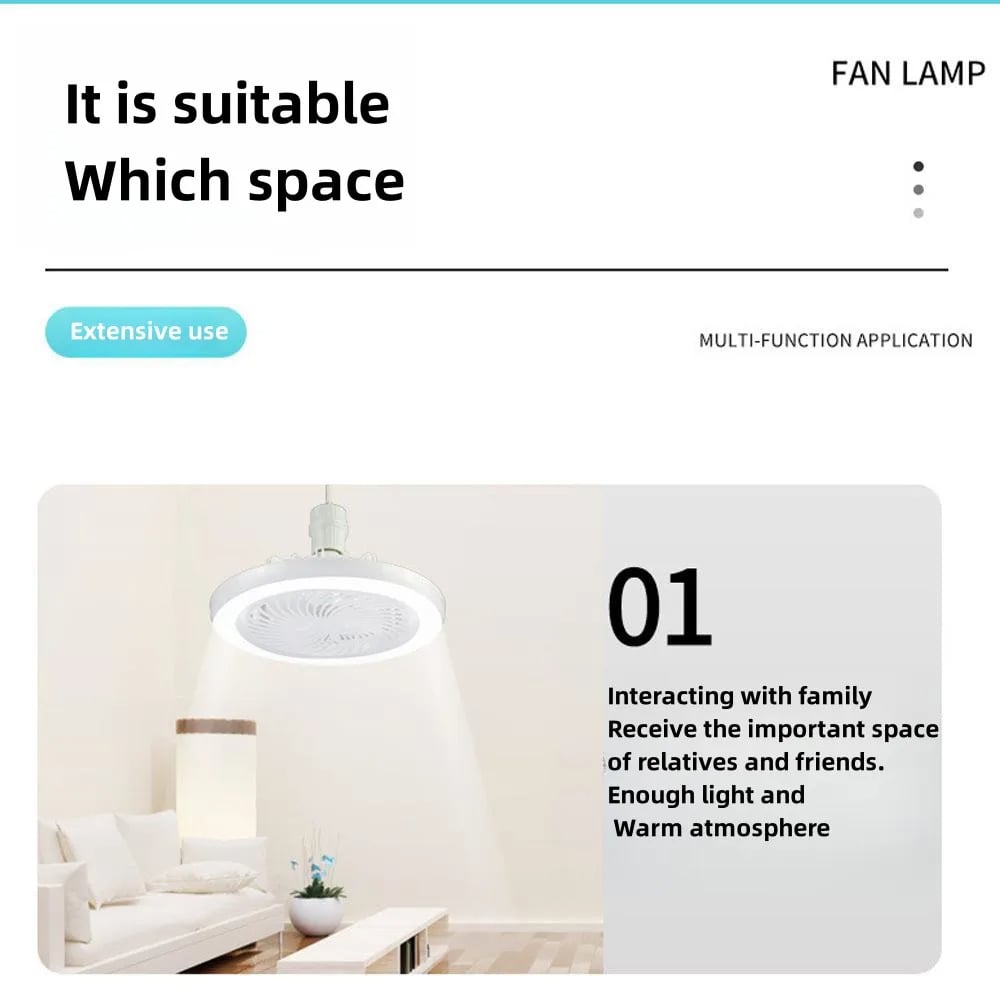 Smart 2-in-1 Ceiling Fan with Remote Control and 3-Speed Lighting Base