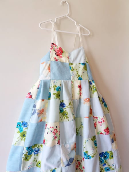 Image of Patchwork Dress - Sky Floral 10/12 years