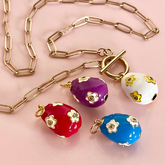 Image of Flower Egg on Paperclip Chain - only one of each colour available