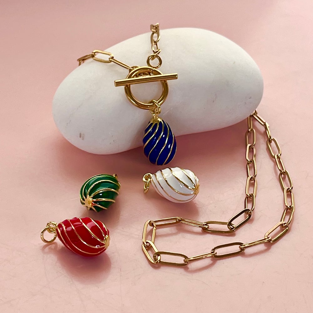 Image of Stripey Egg on Paperclip Chain