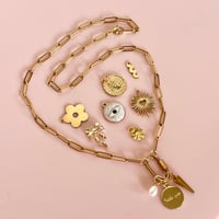 Image 4 of Triple Charm Carabiner Lock Necklace - Gold
