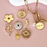 Image 5 of Triple Charm Carabiner Lock Necklace - Gold