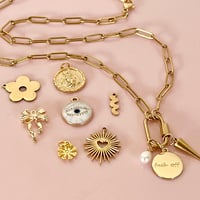 Image 1 of Triple Charm Carabiner Lock Necklace - Gold