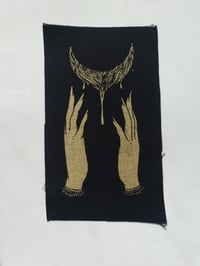 Screen printed patch - Witch Hands - gold