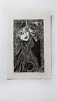 Image 1 of Woodcut - Luna Child - 29 cm x 19,5