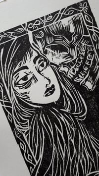 Image 2 of Woodcut - Luna Child - 29 cm x 19,5