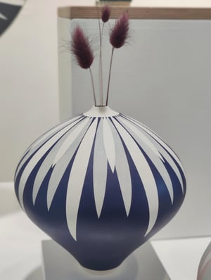 Image of Large Purple, Grey & White Daisy Vessel 