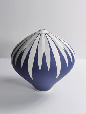 Image of Large Purple, Grey & White Daisy Vessel 