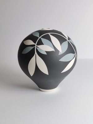 Image of Black, Blue-grey & White Leaf Vessel 